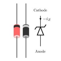 Identificación de terminales y símbolo de un diodo zener