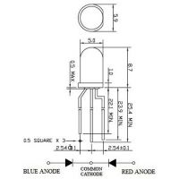 Diagrama y medidas LED bicolor 5mm