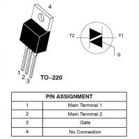 Diagrama de pines del triac Q4015L5