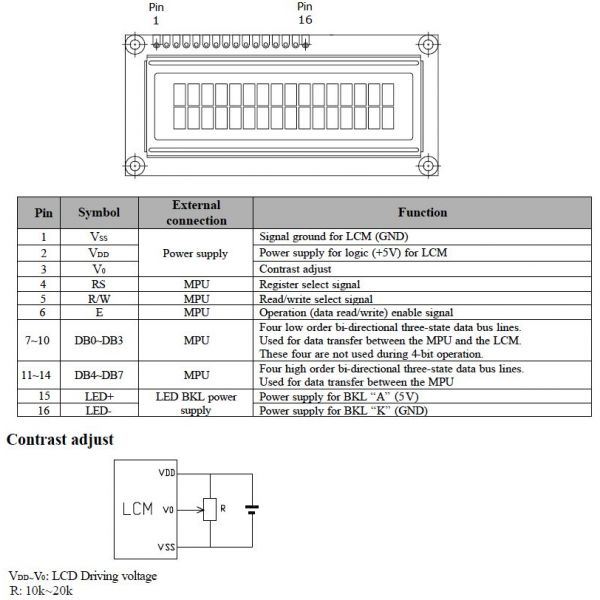 Display LCD 16x2 JHD162A