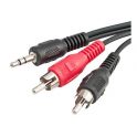 Cable de audio estereo 2x1 con plugs RCA y 3.5 mm, 1.8m