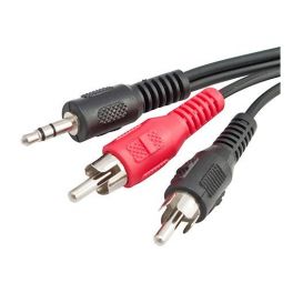 Cable de audio estereo 2x1 con plugs RCA y 3.5 mm, 1.8m