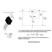 Diagrama de pines y aplicación del regulador LM317