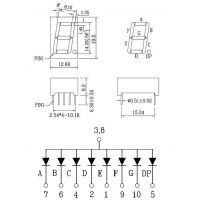 Diagrama de pines y dimensiones del display LMS-5161BS